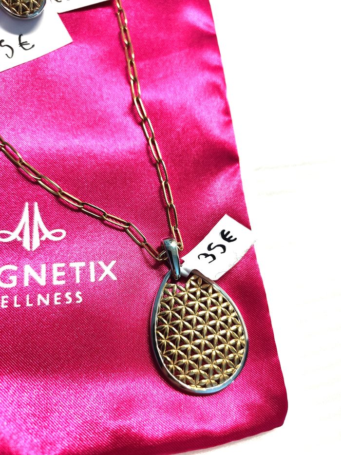 Parure collier pendentif boucles magnétiques fleur de vie - photo numéro 2