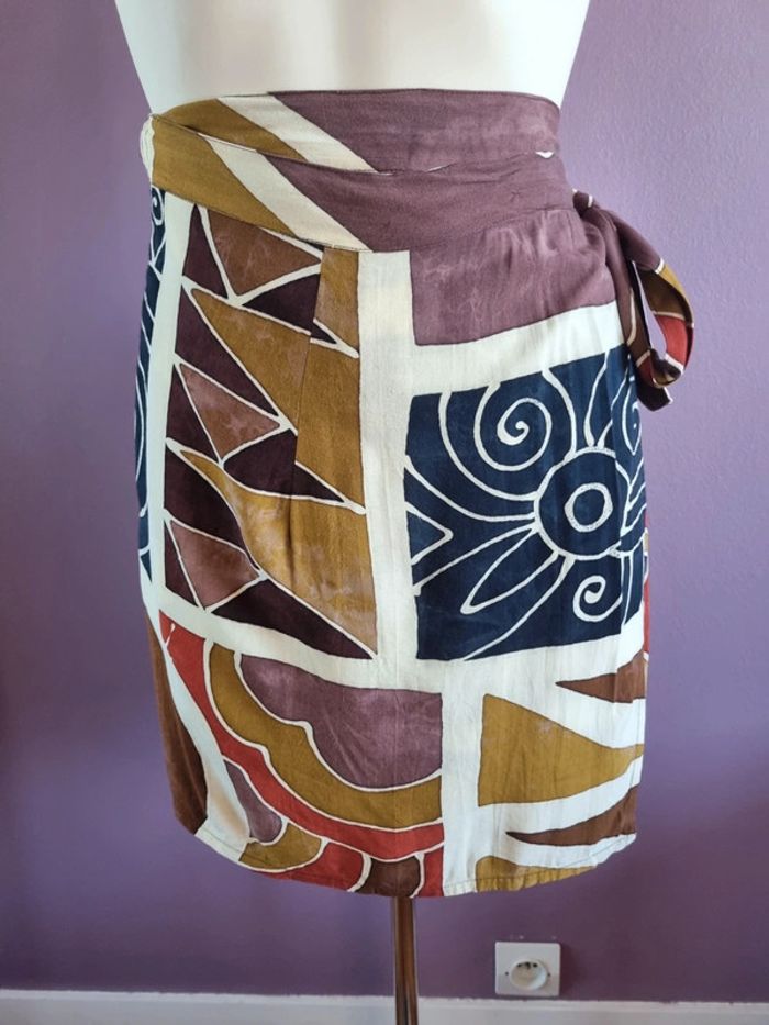 Vrai paréo vintage ton marron - photo numéro 5