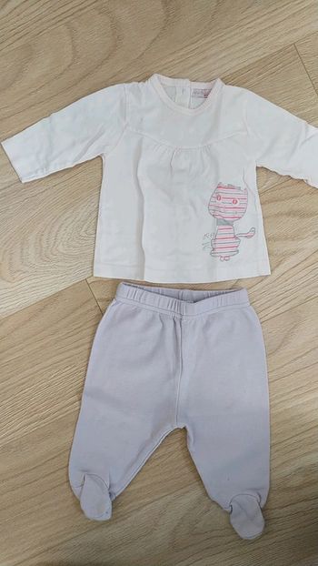 Ensemble mauve 3 mois fille chat