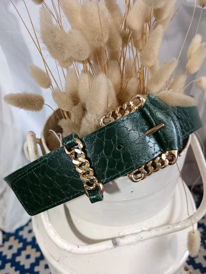 Ceinture cuir effet croco | Vintage - photo numéro 2