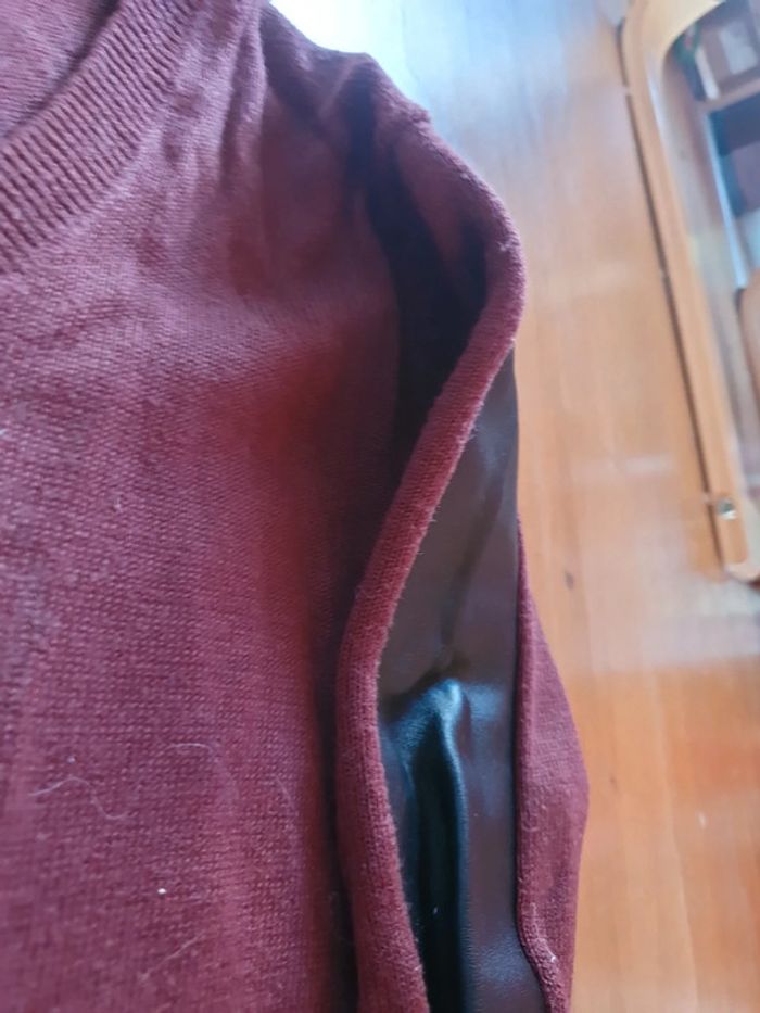 Pull ikks empiècements cuir - photo numéro 2