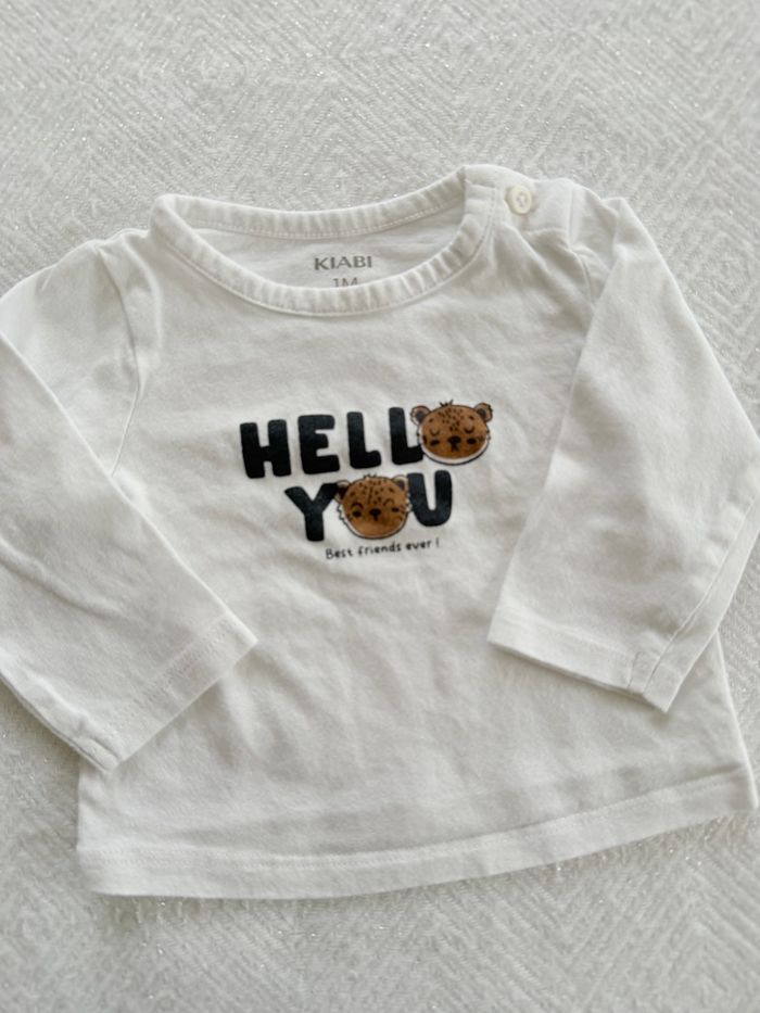 T shirt blanc manche longue Kiabi 1 mois - photo numéro 2