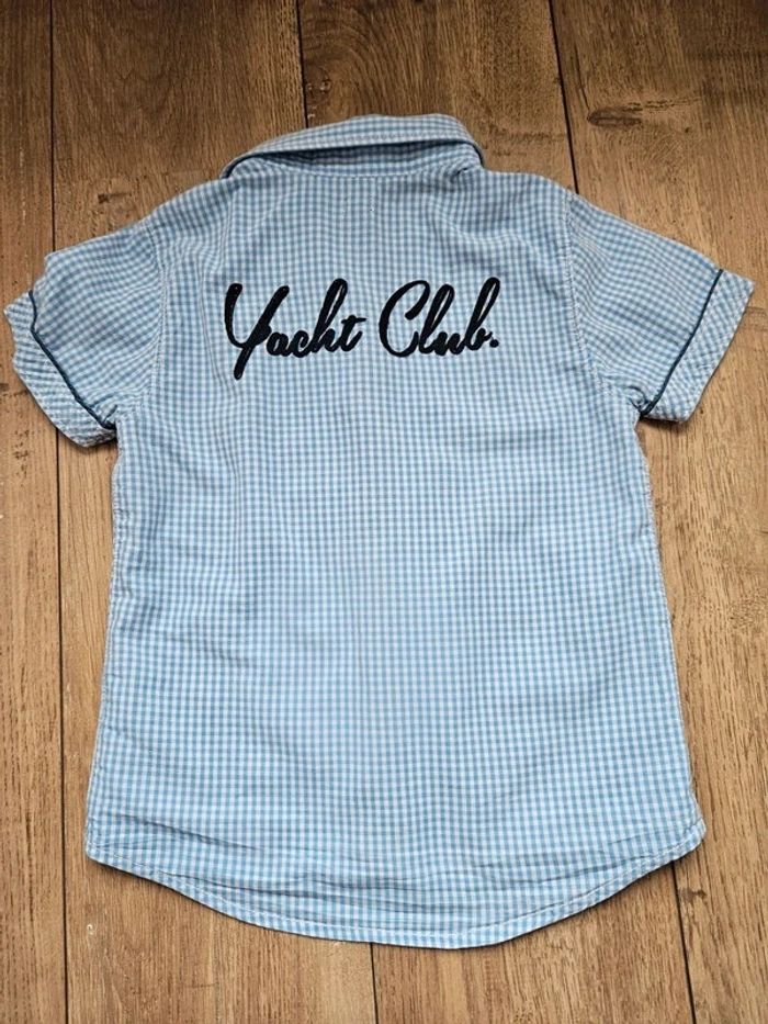 Chemise manches courtes vichy bleu clair et blanche Terre de marins 6 ans - photo numéro 8