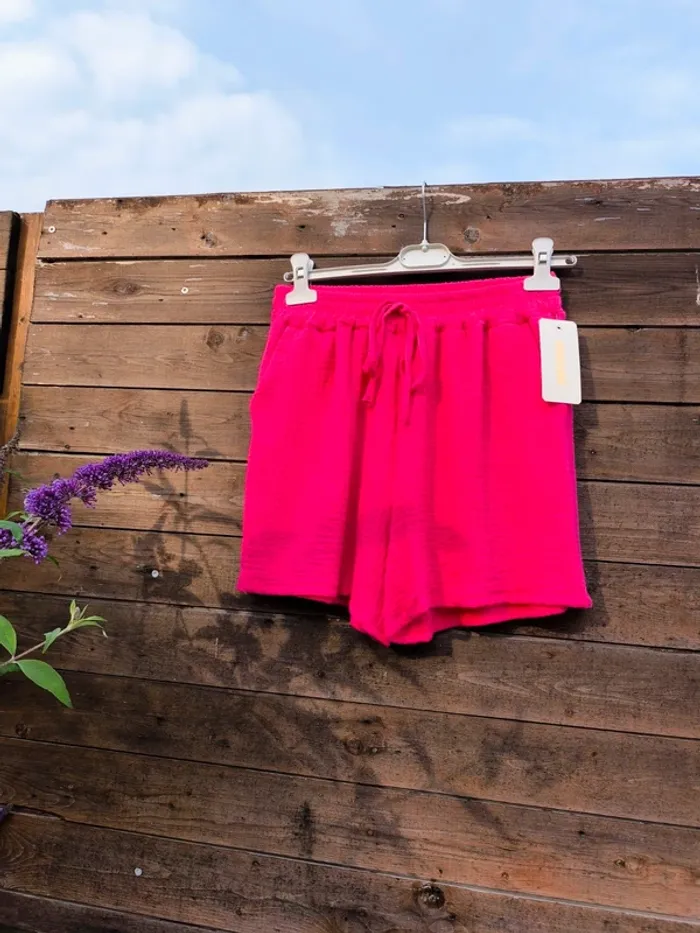 Short rose fushia gaz de coton TU 38 à 44 - photo numéro 8