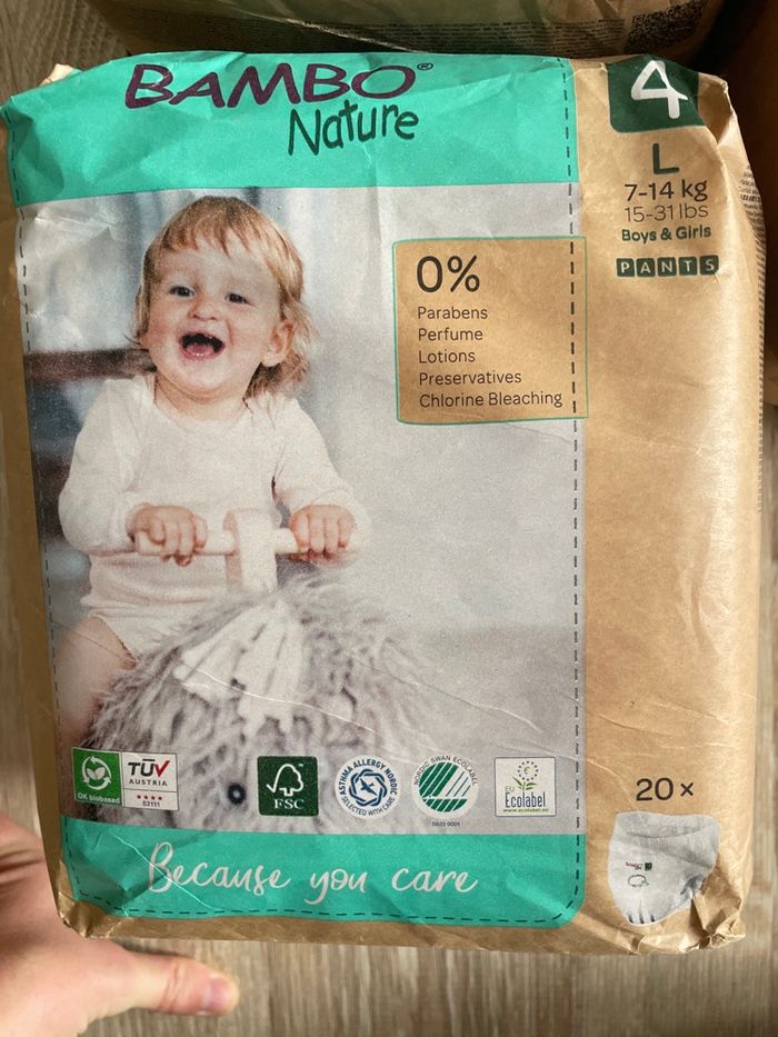 Lot 3 paquets de couches culottes pants bambo nature - photo numéro 2