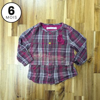 Chemise manche longue à carreaux - bébé fille 6 mois
