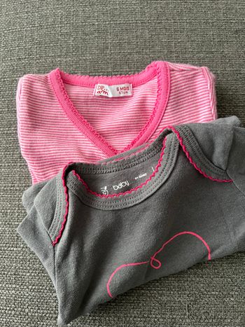 2 bodies (gris et rose), 6 mois