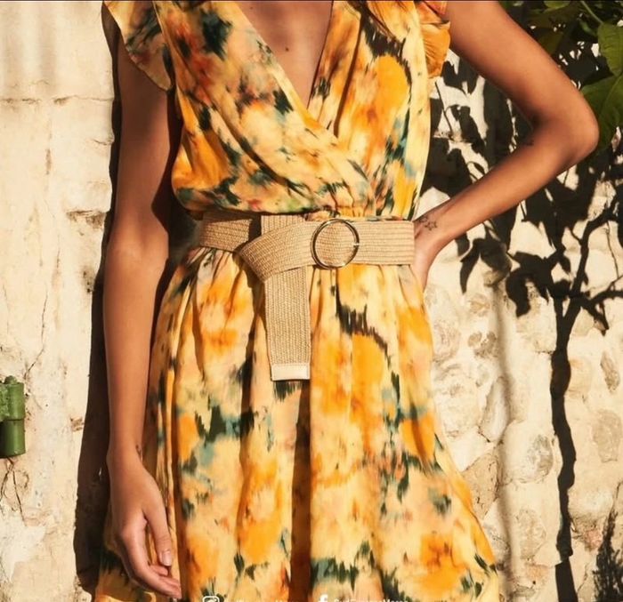Robe Sud Express jaune imprimée – Modèle Reen – Taille XS/34 - photo numéro 2