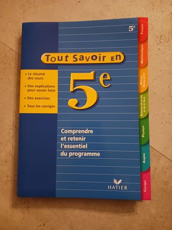 livre tout savoir en 5° Hatier