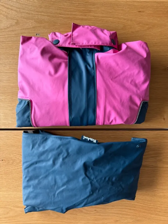 Ensemble 3 pièces veste imperméable + polaire + salopette bleu marine/rose - Taille 2/3 Ans - photo numéro 20