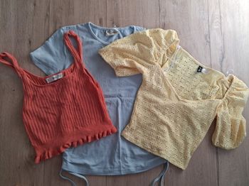 Lot de 3 hauts d'été tshirt top cropped couleurs pastel pour adolescente 12 14ans