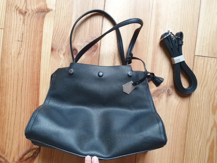 Grand sac à main noir simili cuir - photo numéro 2