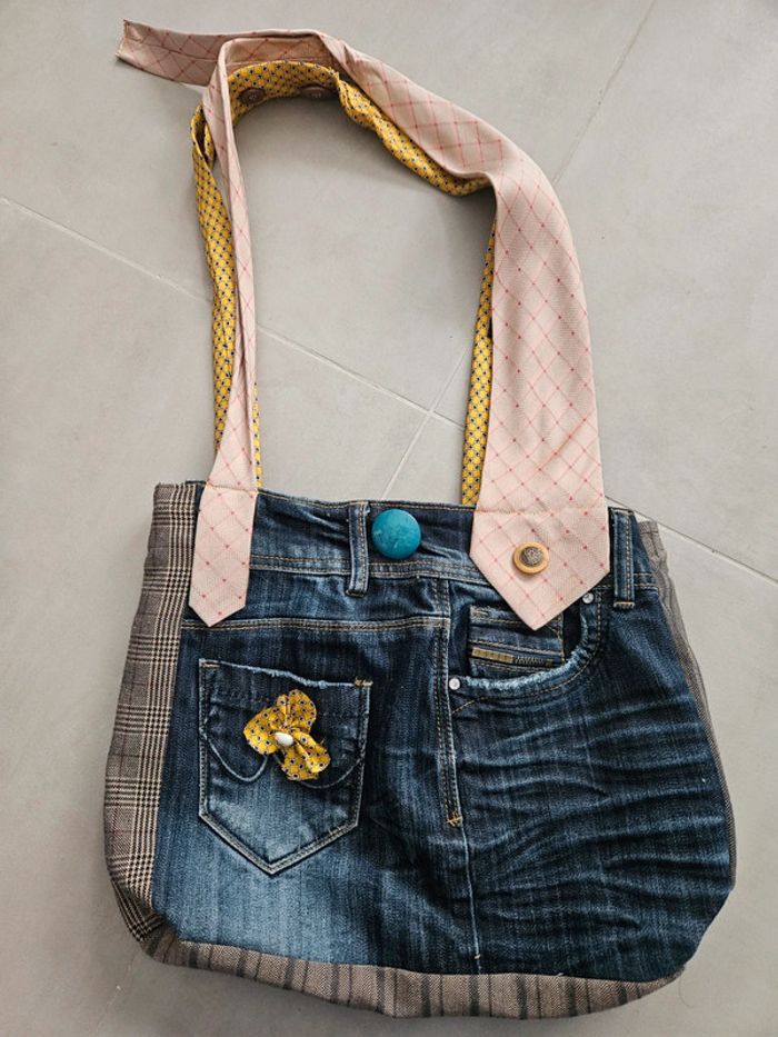 Sac à main bandoulière / besace fait main - photo numéro 5