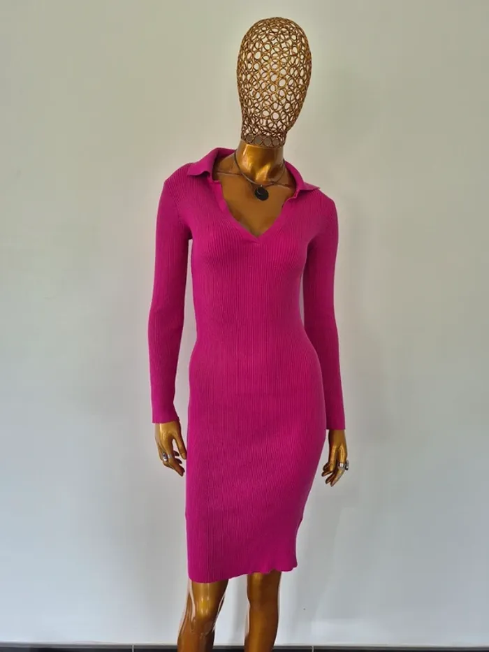 Robe Longue Fuschia Manches Longues Femme Taille S/M