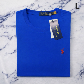 Tee Shirt Ralph Lauren pour Homme - Taille L - Bleu logo brodé rouge - Neuf