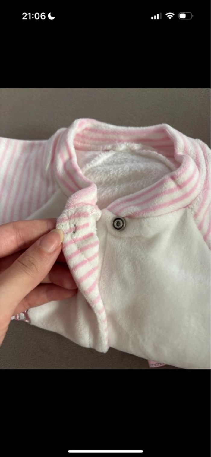 Pyjama Grenouillère Rose et Blanc - Taille 0 mois / naissance - photo numéro 6