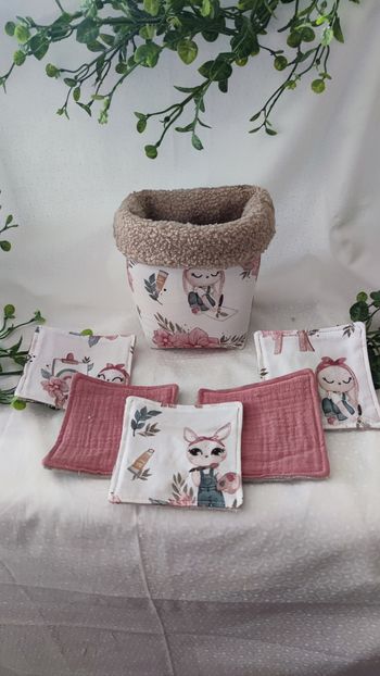 Panière avec 5 lingettes lavables