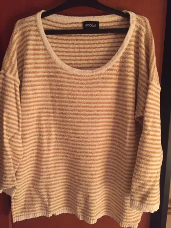 Pull Kookai blanc et brillant  manches 3/4