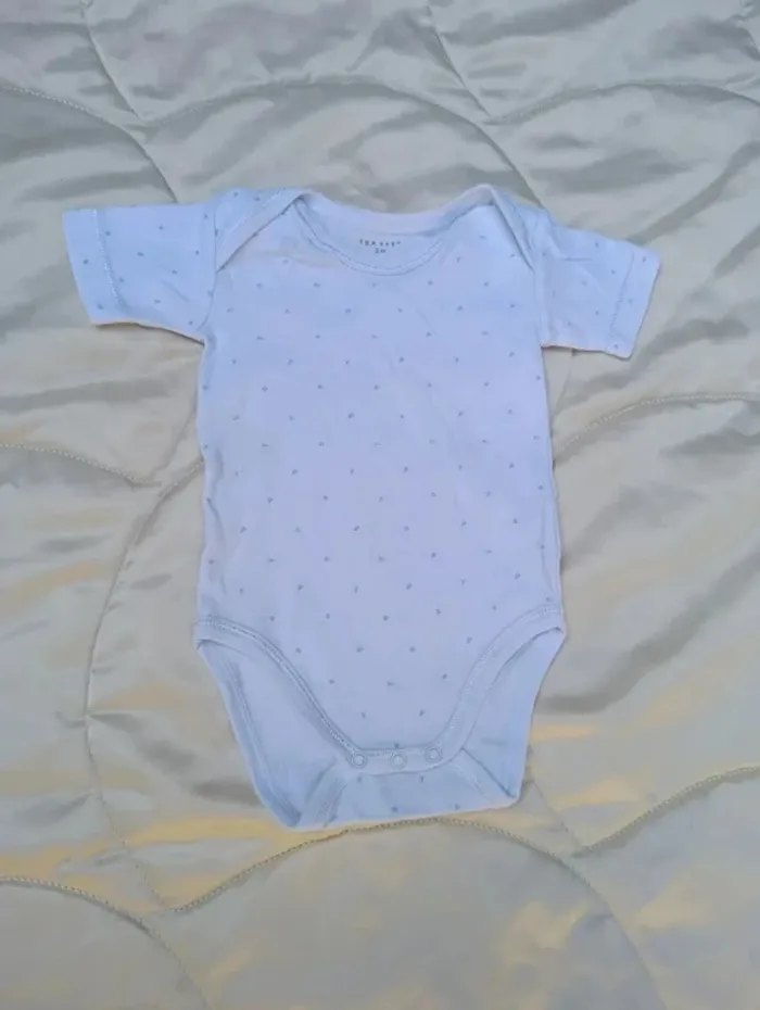 Body manches courtes blanc et bleu Tex 3 mois 60 cm