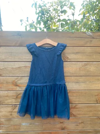 Robe bleu marine vertbaudet fête hiver automne tulle 8 ans