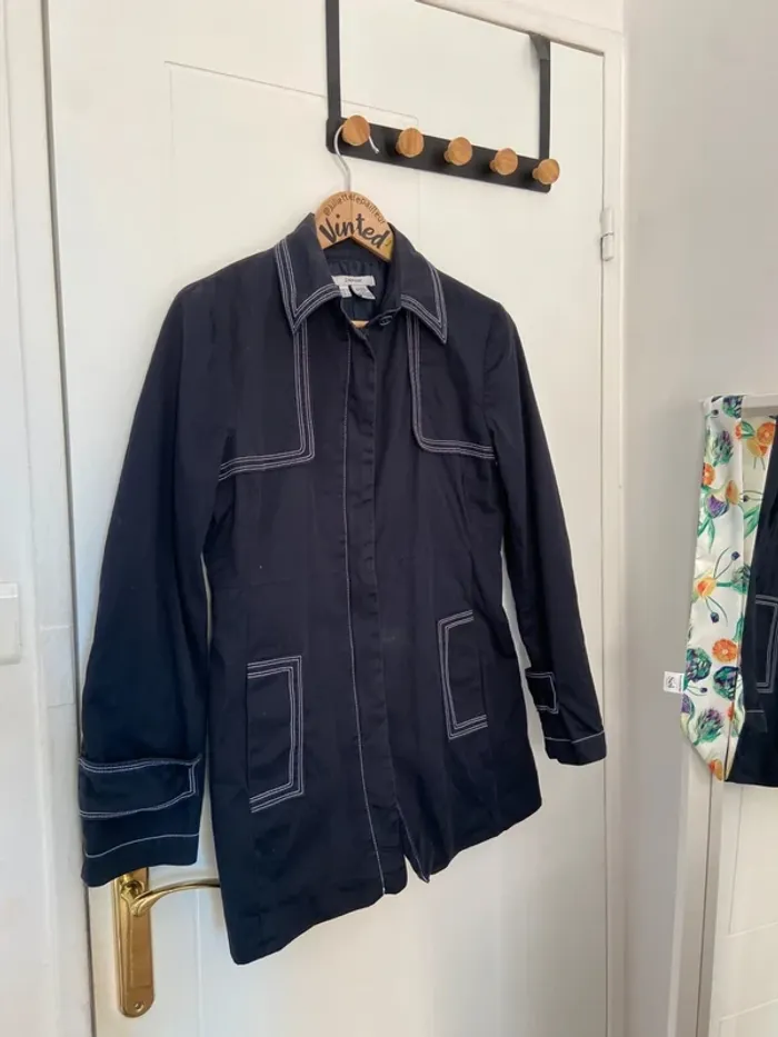 Veste style trench vintage bleu marine Zara Taille M