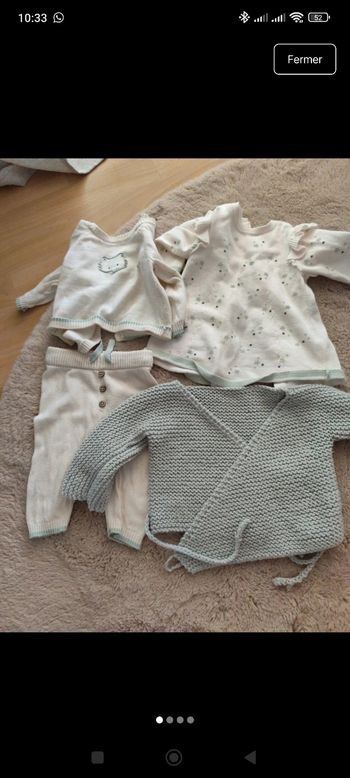 Lot bébé cardigan gris robe et ensemble 1-3 mois 