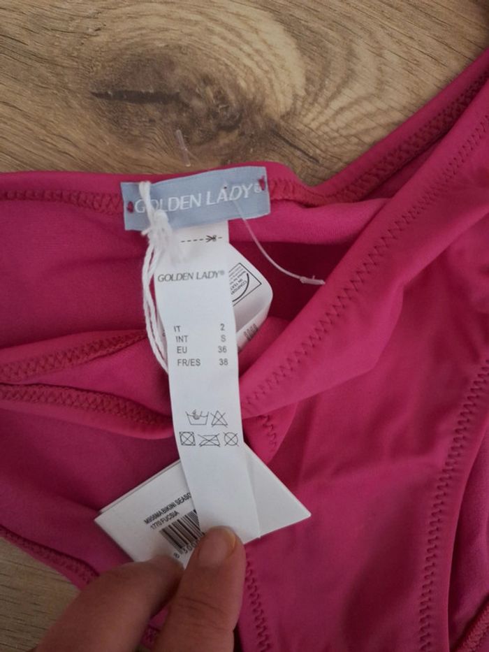 Ensemble maillot de bain 2 pièces rose fuchsia Golden Lady taille 2, 36,38 - photo numéro 4