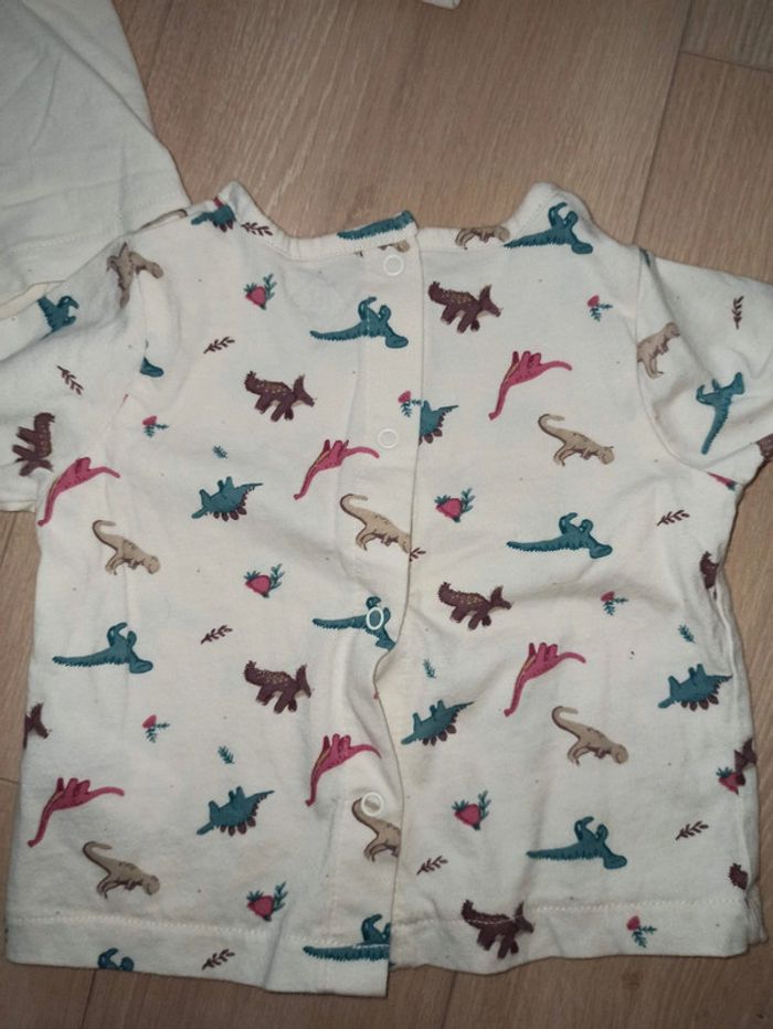 lot de 2 t-shirt manches longues dinosaures 6 mois neuf - photo numéro 3