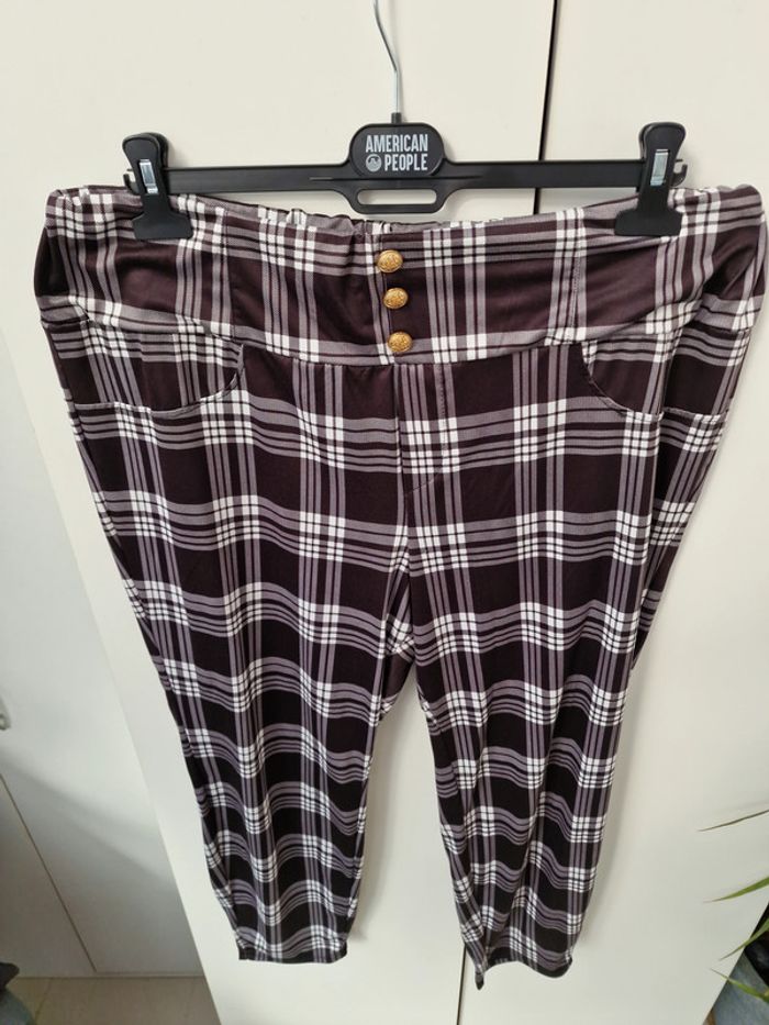 Pantalon Leggings A Carreaux Boutons Dorés - photo numéro 2