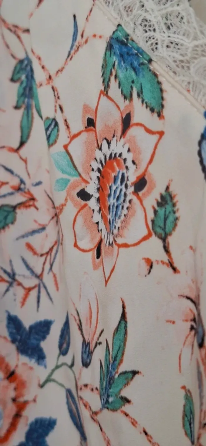 Caraco bohème chic à imprimé floral – dentelle délicate - photo numéro 7