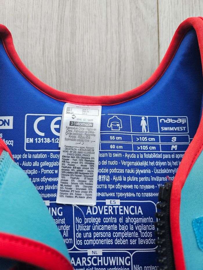 Gilet de natation mousse bleu-rouge 15 /18kg - photo numéro 3