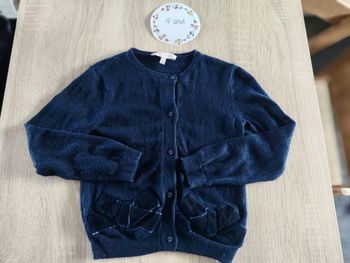 Gilet bleu marine chic fille coton et laine 4ans Lili gaufrette