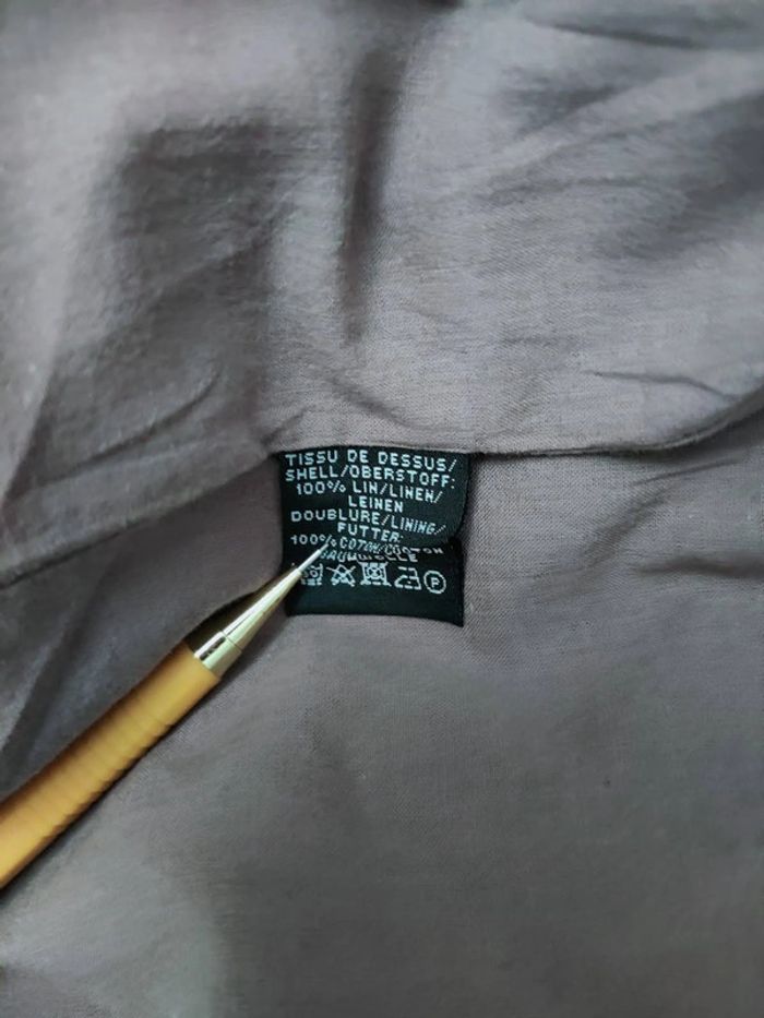 Robe Vintage 100% Lin avec Doublure 100% Coton - Pois Noir sur Beige, Charme Rétro ! - photo numéro 3