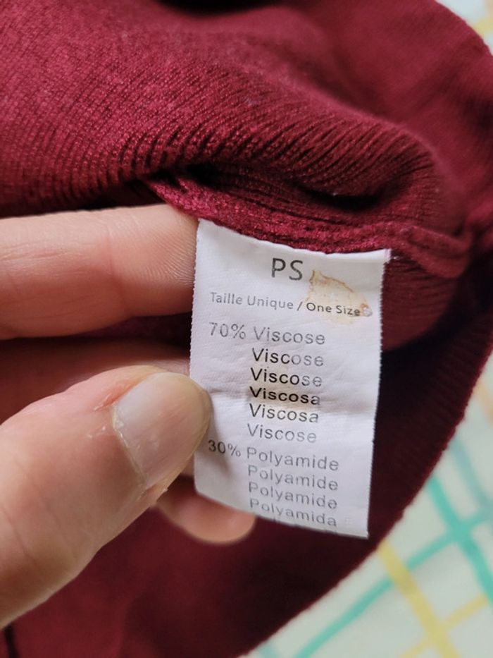 Pull bordeaux taille unique, col ajouré strass - photo numéro 5