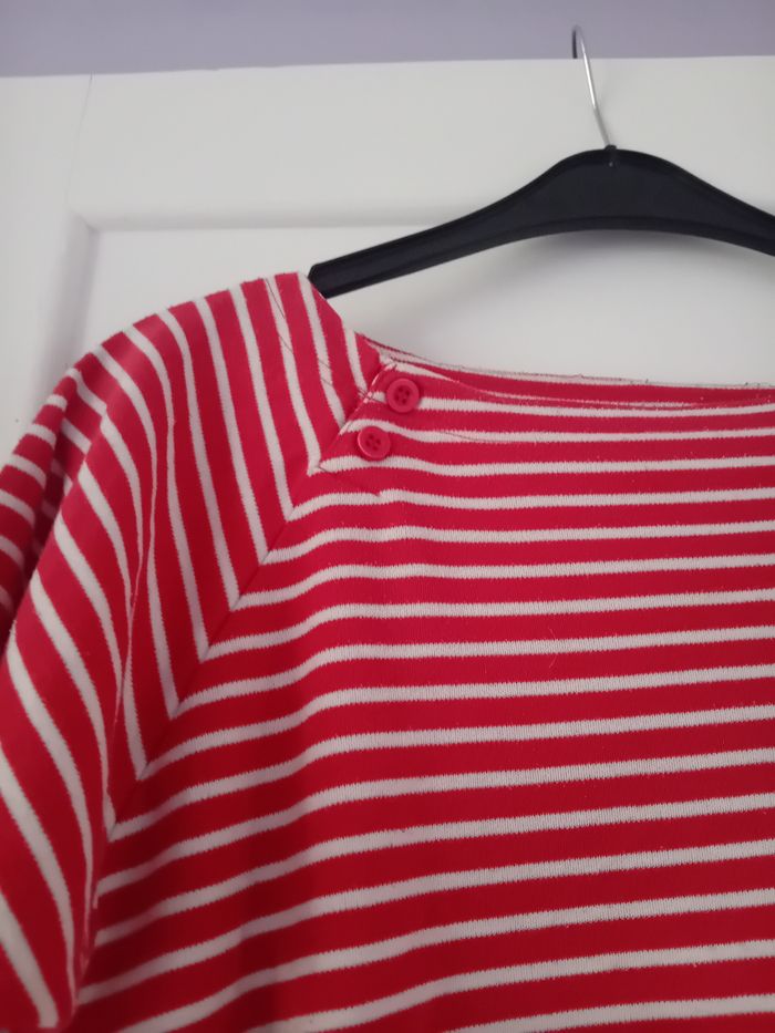 T-shirt marinière rouge et blanc - photo numéro 2
