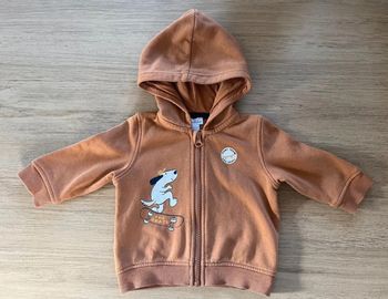 Sweat à capuche zippé 6 mois Pat et Ripaton