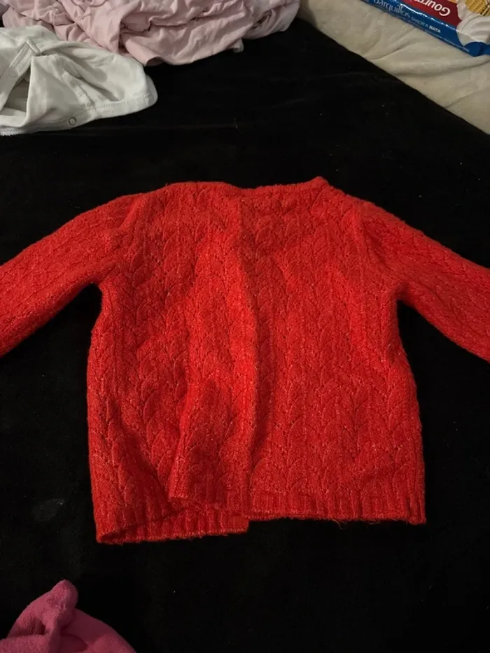 Gilet bébé fille 6 mois rouge - photo numéro 3