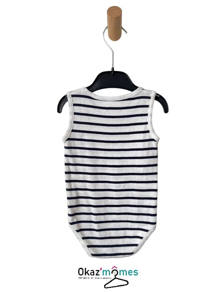 Body sans manche rayé bleu marine et blanc - Bout'chou 18 mois - photo numéro 3