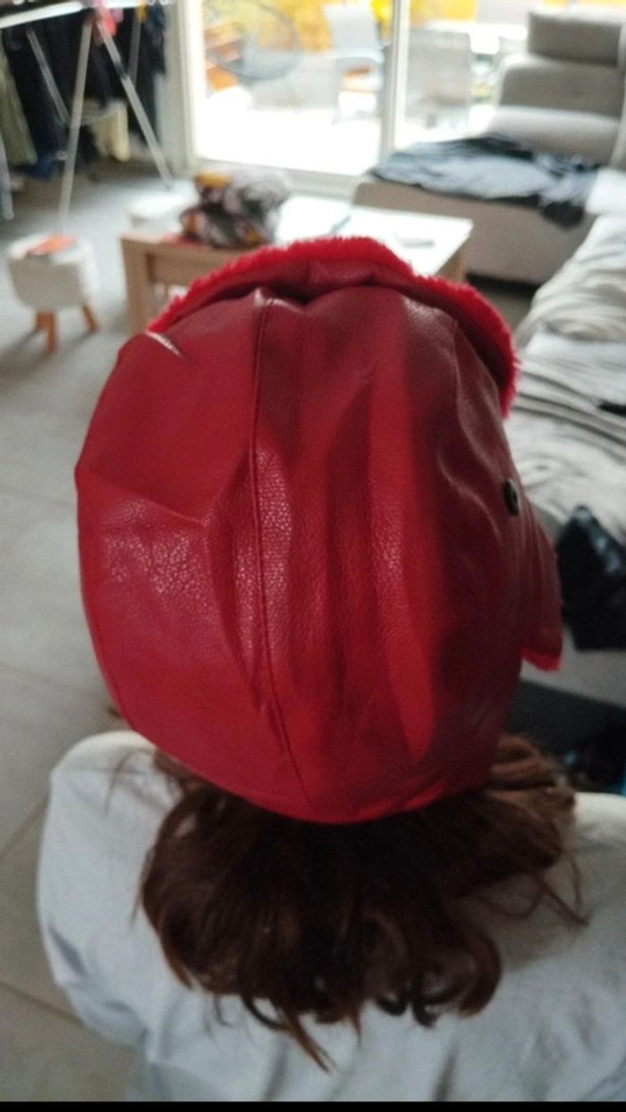 Chapeau style aviateur rouge enfant 52 cm - photo numéro 4