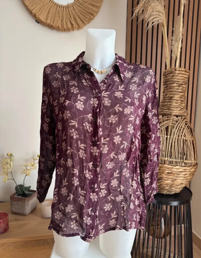 Chemise bordeaux imprimée