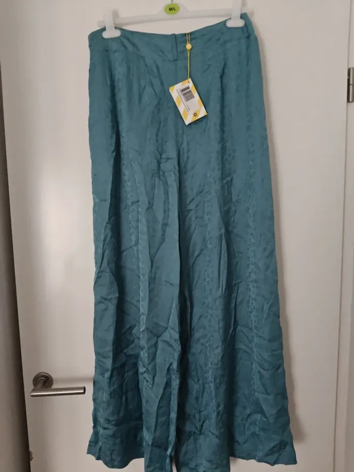 Pantalon Harya Make My Lemonade jacquard bleu ciel, taille XXL (44), NEUF - photo numéro 2
