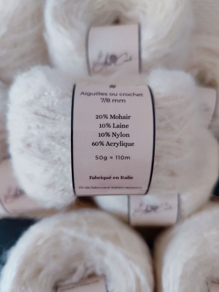 Lot de 10 pelotes mohair crème - photo numéro 3