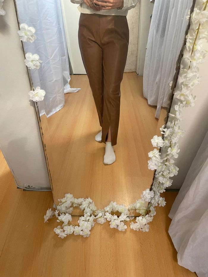 Pantalon droit en cuir