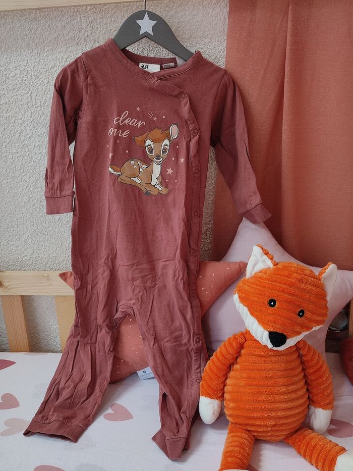 Lot pyjama Bambi - Vieux rose/rose pâle - 24 mois - Bon état - Disney/H&M - photo numéro 2