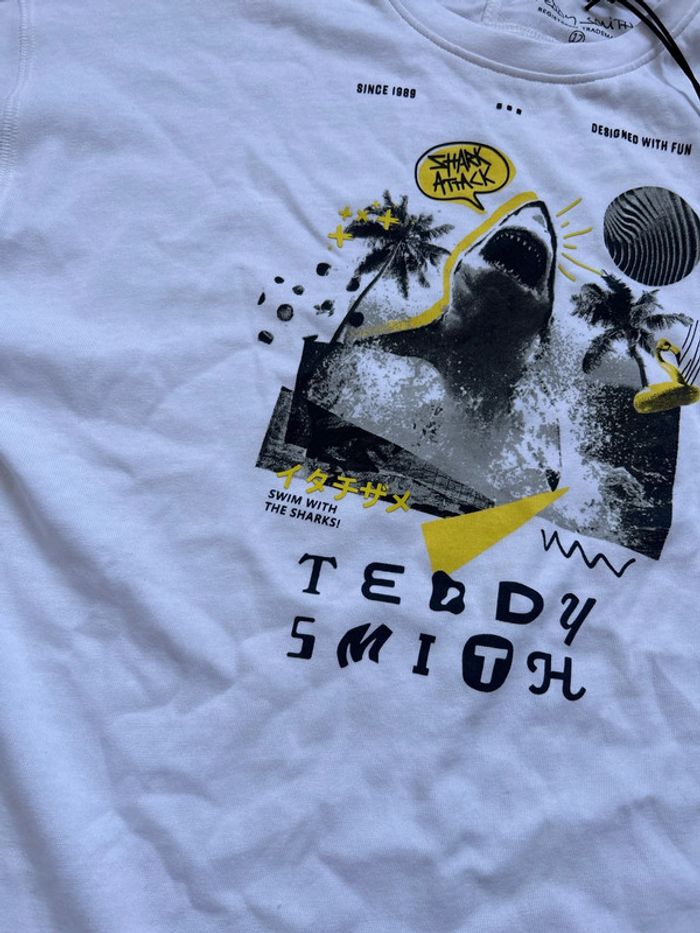 T-shirt blanc Teddy Smith  over size shark attack 12ans - photo numéro 5