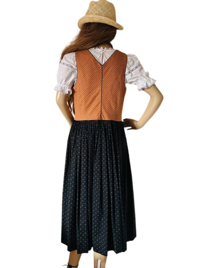 🍁🌿Robe Dirndl vintage artisanale Autrichienne 38/40 Cottagecore Oktoberfest Trachten Long Dress 🌿🍁 - photo numéro 15