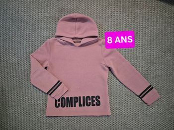 Sweet à  capuche "Complice" rose - 8 ans