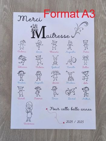 Magnifique Affiche format A3 cadeau Maîtresse
