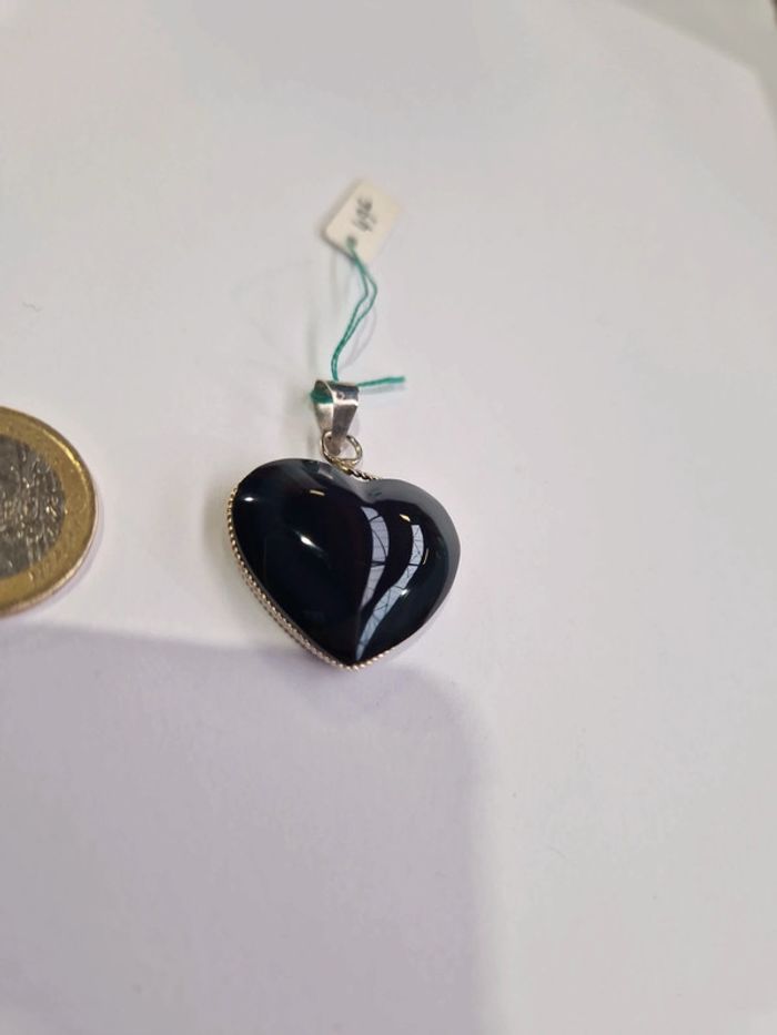 Pendentif obsidienne arc en ciel cœur Mexique - photo numéro 2