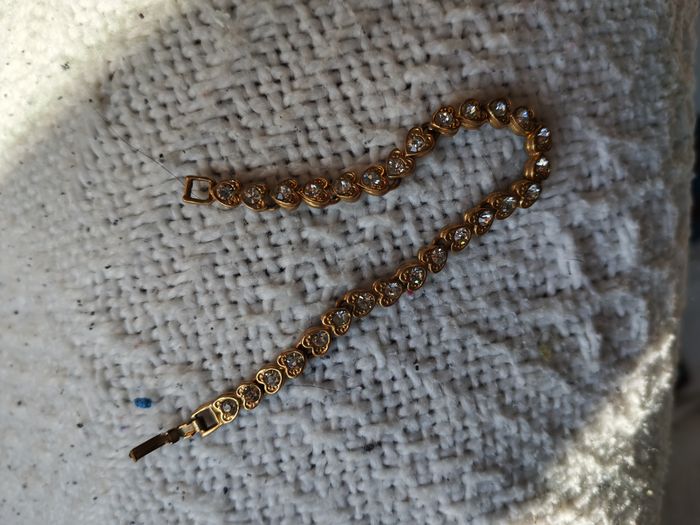 Bracelet doré cœurs aux strass vintage - photo numéro 5